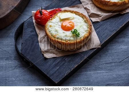 Breakfast With Baked Cheese And Egg Yolk Filled Buns
