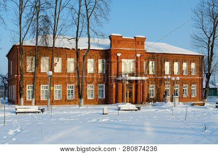 Senno, Belarus - January 10, 2019: Old Red Brick Building Of Museum Of Local History And Local Lore,