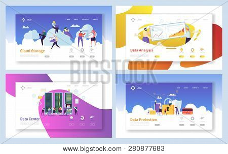 Secure Cloud Data Storage Analytics Landing Page. People Download Information To Memory Service Cent