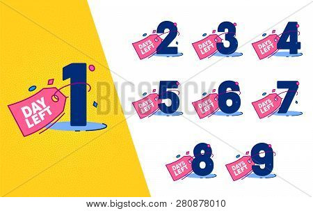 Day Left Counter Label Badge Set. Advertising Promo Sticker Element Design. Shopping Marketing Count
