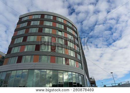 Leinfelden-echterdingen, Germany - January 27,2019: Moevenpick Hotel This Hotel Is A Big,colorful Bu