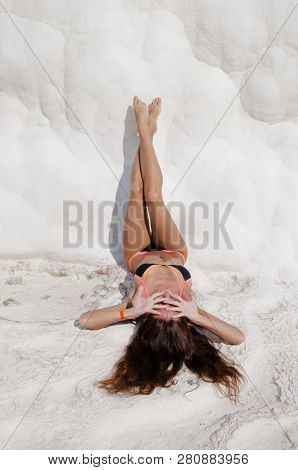 Feeling The Freedom. Summer Vacation In Pamukkale. Cotton Castle In Southwestern Turkey. Dead Sea Sa