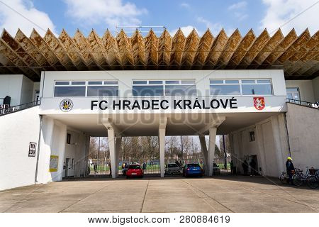 Hradec Kralove, Czech Republic - March 25 2018: Fc Hradec Kralove Football Club Sport Stadium On Mar