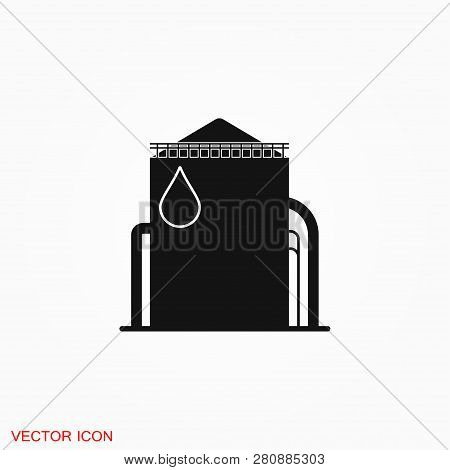 Oil Storage Tank Icon Logo, Illustration, Vector Sign Symbol For Design