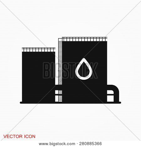 Oil Storage Tank Icon Logo, Illustration, Vector Sign Symbol For Design