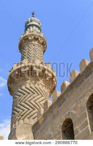 The Sultan al-Nasir Muhammad ibn Qala'un Mosque minaret detail - Citadel of Cairo - Cairo, Egypt