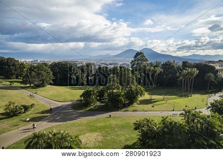 Naples - December 31: View Of Mt.vesuvius, An Active Volcano, From Capodimonte Museum, On December 3