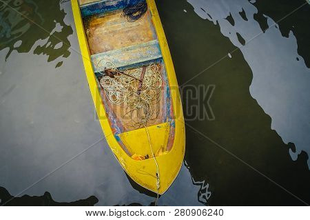 View Of A Traditional Fishing Boat In Water Village Of Patau Patau Village In Labuan Pearl Of Borneo