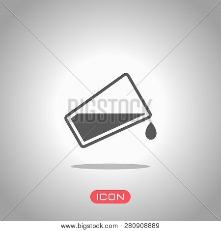 Glass And Flowing Water Icon. Icon Under Spotlight. Gray Background