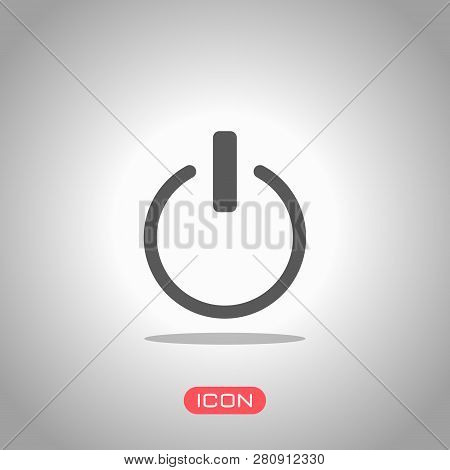 Shut Down, Power. Icon Under Spotlight. Gray Background