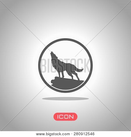 Wolf. Simple Icon. Icon Under Spotlight. Gray Background