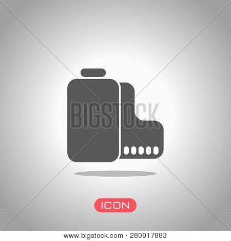 Camera Roll Icon. Photo Or Video Strip. Icon Under Spotlight. Gray Background