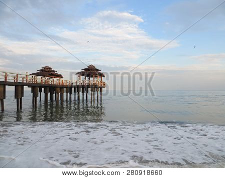Anyer, Indonesia - June 27, 2018: The Seascape Of Sambolo Beach Anyer.