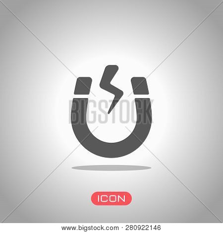 Magnet Icon, Sign Of Electromagnetic, Silhouette Of Horseshoe, Positive And Negative Energy. Icon Un