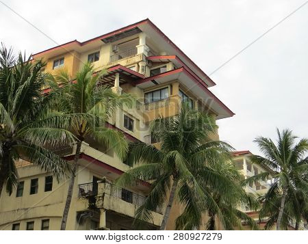 Anyer, Indonesia - June 27, 2018: The Exterior Of Marbella Anyer Hotel, A Spanish-style Building Ove