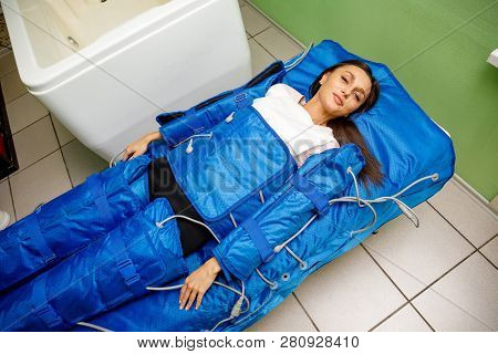 Pressotherapy Treatment - Lymphatic Drainage Massage. Non-surgical Hardware Cosmetology Or Body Scul