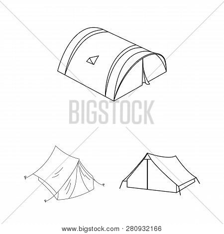 Vector Design Of Tent  And Camp Sign. Collection Of Tent  And Forest Stock Vector Illustration.