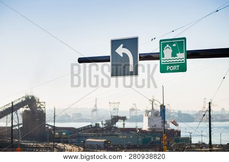 Sign For The Cargo Port In North Vancouver, Bc, Canada.
