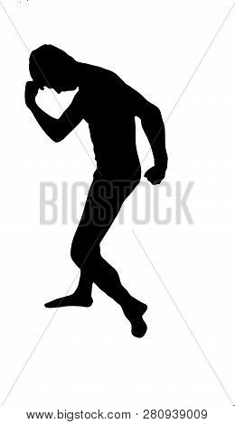 Young Man Posing Like A Statue. Isolated Vector