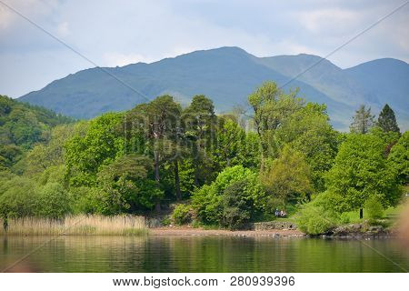 View Over Lake From Waterhead Outside Ambleside On Windermere In The English Lake District