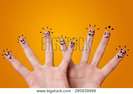 Waggish happy fingers with team building concept
