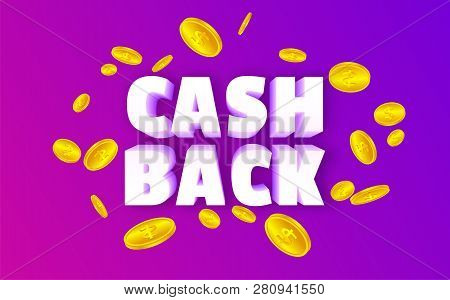 Cashback With Coins On The Purple Background
