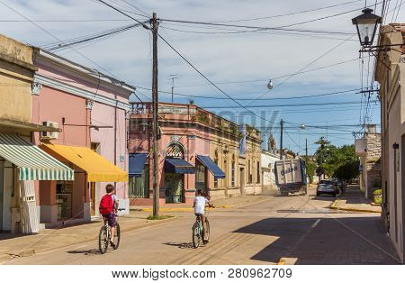 San Antonio De Areco, Argentina - December 1, 2012: Central Street In San Antonio De Areco, Argentin