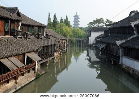 Čína tradiční styl budova ve městě Wuzhen