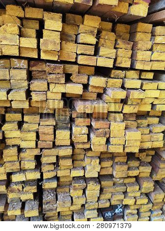 Wood Stack Stacked Together Nature Cut Into Pieces For Decorating Work Or Structer Structure