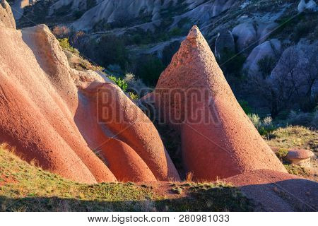 Amazing hills in Cappadocia mountains, Turkey. Landscape photography