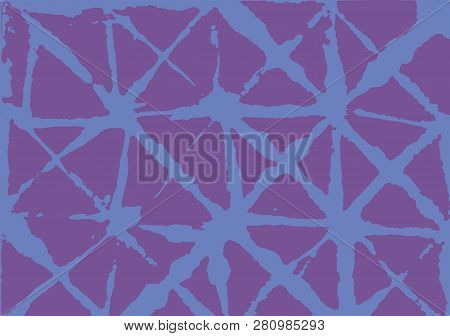 Kimono Geometric Texture, Famous Japanese Tie-dye Pattern. Cool Shibori Watercolour Vector Summer Pa