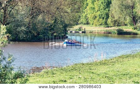 Sloop In Action On The River Linge In The Betuwe In The Netherlands