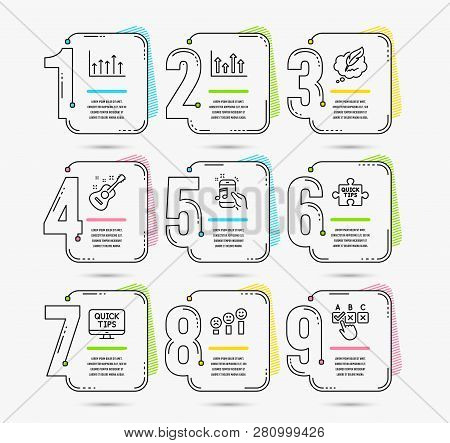 Infographic Timeline Set Of Customer Satisfaction, Copyright Chat And Web Tutorials Icons. Music Pho