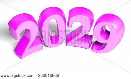 2029 purple pink bent write isolated on white background - 3D rendering illustration