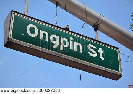 Manila, Ph - Feb 5 - Ongpin Street Sign On February 5, 2019 In Manila, Philippines.