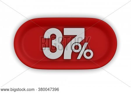 Button with thrity seven percent on white background. Isolated 3D illustration