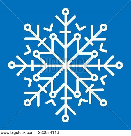 Snowflake Icon White On Blue Backgrount. Vector Illustration. For Web Or App Or Logo.