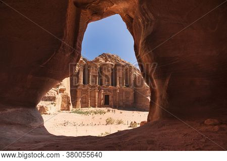 Cave And Monastery Ad - Dier  In The Desert Mountains Of Jordan In The Ancient City Of Petra