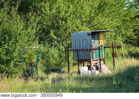 View On A Near Beehives For Honey Production.