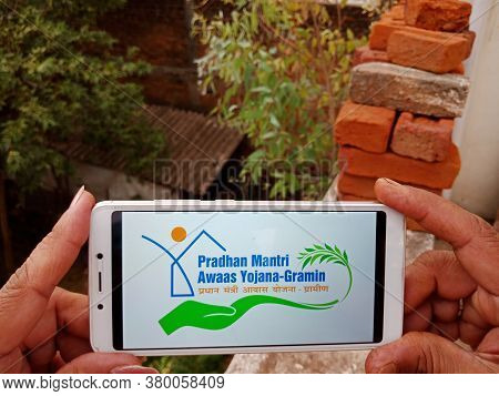 District Katni, Madhya Pradesh, India - 23 May 2020: Pradhan Mantri Awas Yojana Gramin Government Sc
