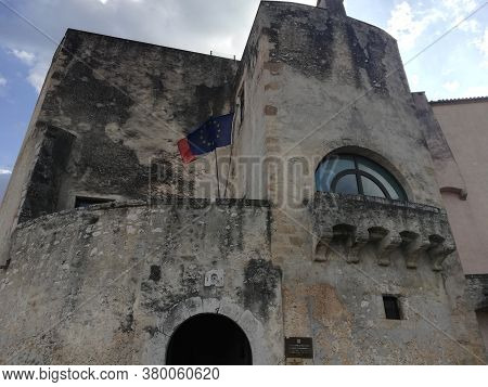 Venafro, Italy - August 7, 2020: The Pandone Castle Of Venafro