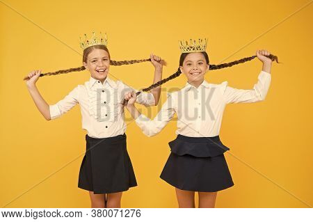 Egoist Concept. Prom Queen. Childhood Pride. Education Success. Back To School. Selfish Small Girls 