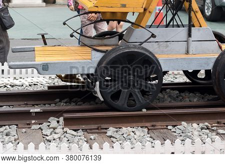 The Undercarriage Of The Carriage With Wheels And Springs. Passenger Train, Freight Train. Industria