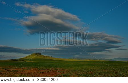 Russia. Republic Of Khakasia. Endless Steppes Among Picturesque Hilly Mountains Near The Village Of 