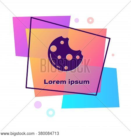 Purple Chocolate Cookies With Marijuana Leaf Icon Isolated On White Background. Weed, Ganja, Medical