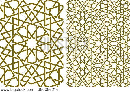 Seamless Geometric Ornament Based On Traditional Islamic Art.brown Color Lines.set Single Pattern An