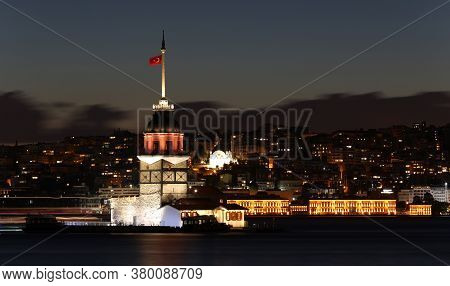 Maidens Tower In Bosphorus Strait, Istanbul City, Turkey