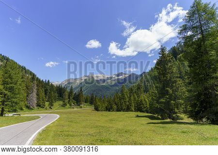 Mountain Landscape Along The Road To Crocedomini Pass, In The Brescia Province, Lombardy, Italy, At 