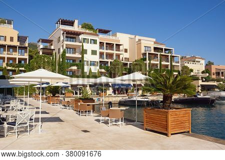 Tivat / Montenegro. July 16 2020 : View Of Embankment Of Tivat City On Sunny Summer Day, Montenegro.