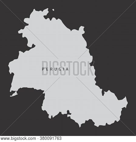 The Perugia Province Gray Silhouette Map Isolated On Dark Background, Italy